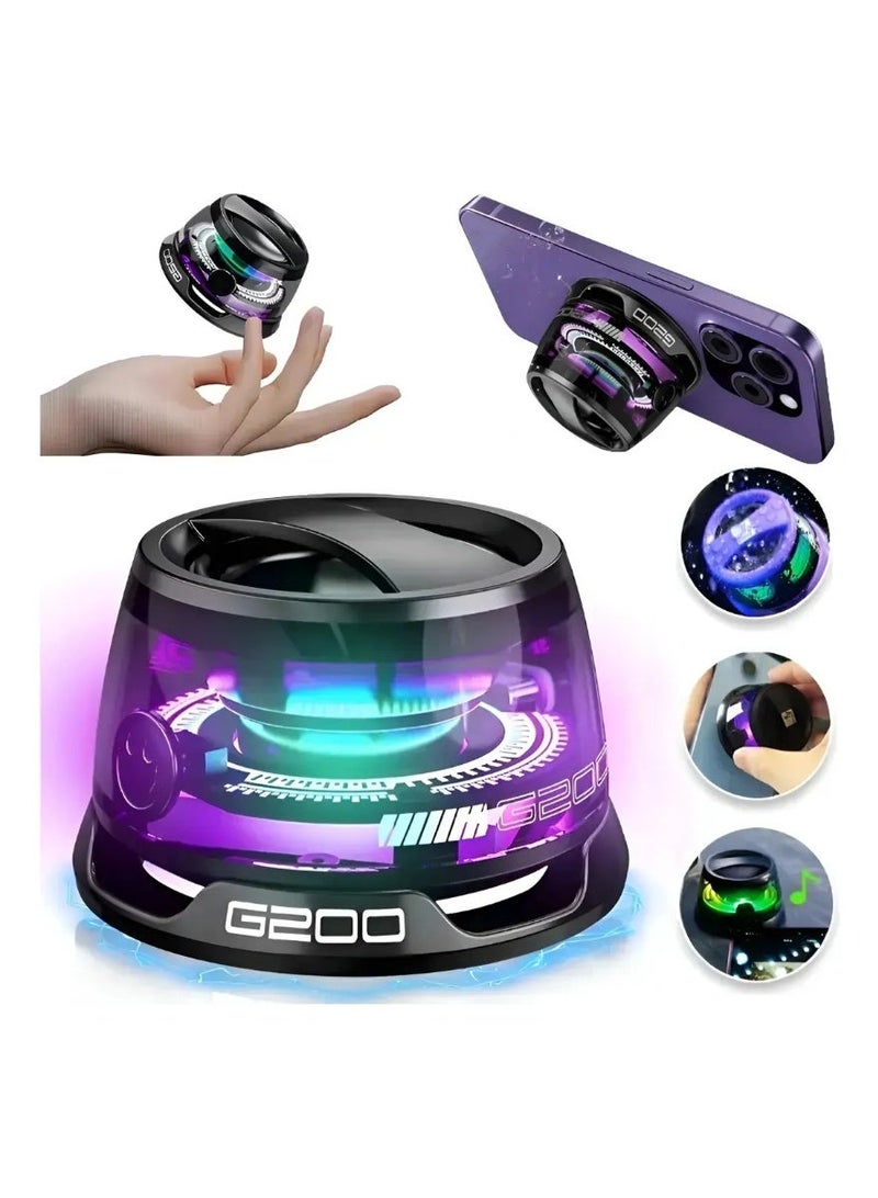 مكبر صوت بلوتوث محمول 6 ساعات تشغيل، قابل للطفو، إقران ستيريو لاسلكي، مع شحن من النوع C، مكبر صوت لاسلكي يدعم اتصال سلسلة ثنائي الجهاز، يتميز بملحق مغناطيسي وإضاءة RGB، مثالي للاستخدام المنزلي والخارجي والمشي لمسافات طويلة، أسود - Image 1